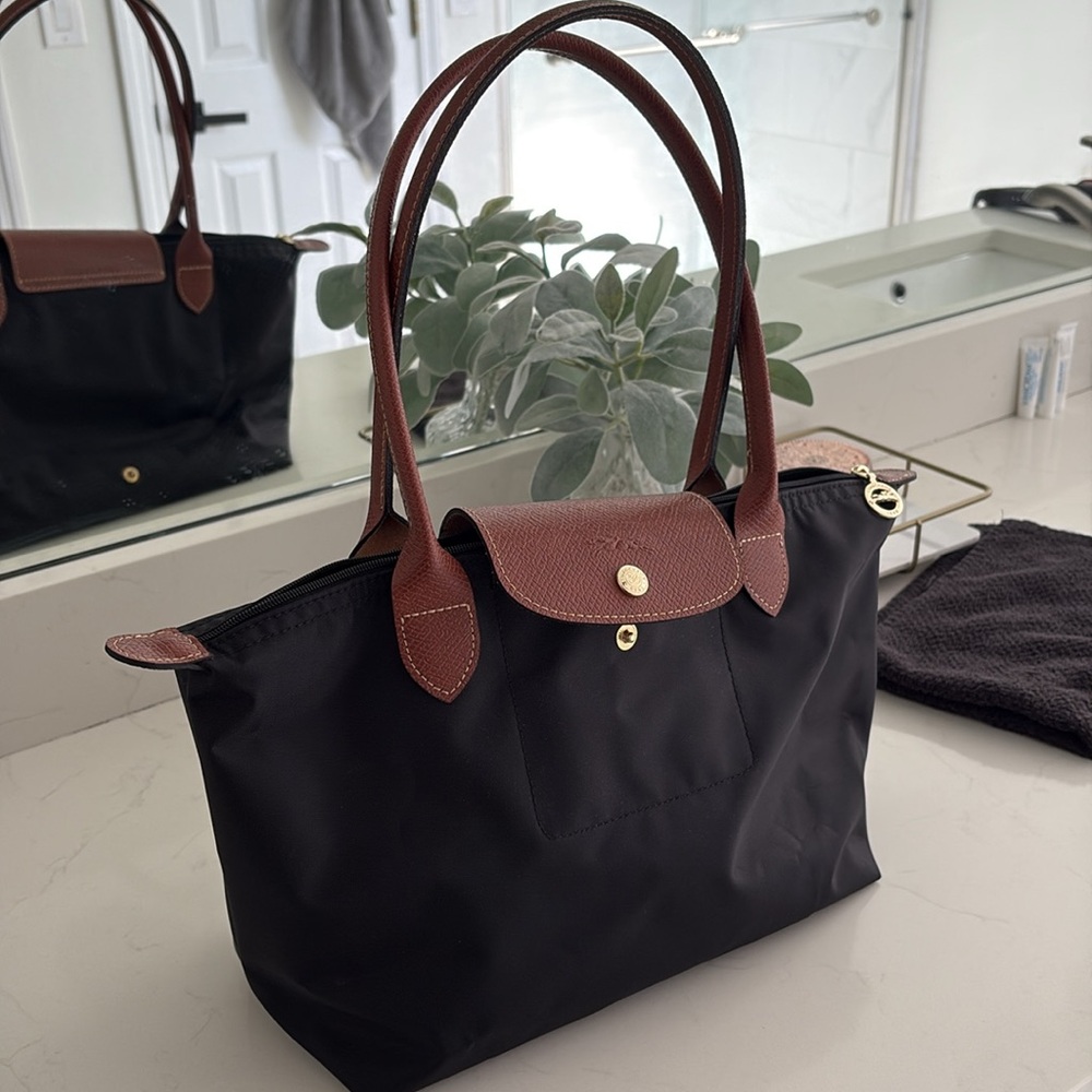 Longchamp Black and Brown Tote Bag